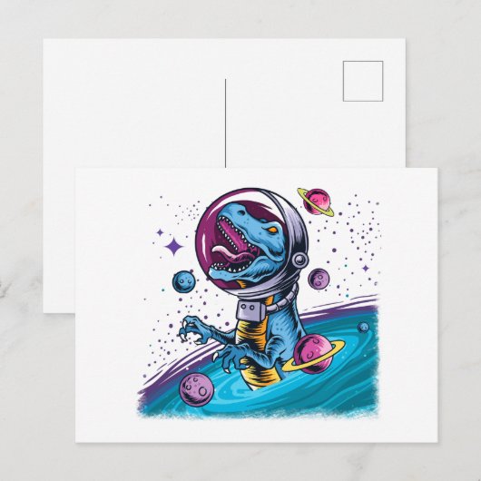 Funny T-Rex Dinosaur in de ruimte Briefkaart (Voorkant / Achterkant)