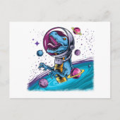 Funny T-Rex Dinosaur in de ruimte Briefkaart (Voorkant)