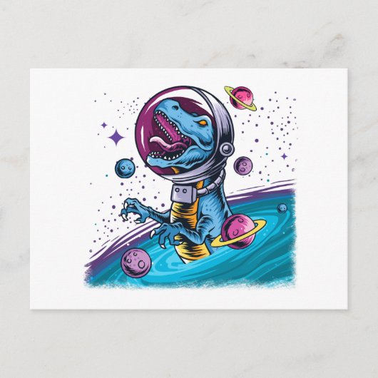 Funny T-Rex Dinosaur in de ruimte Briefkaart (Voorkant)