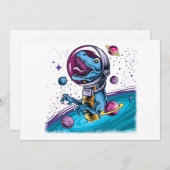Funny T-Rex Dinosaur in de ruimte Feestdagenkaart (Voorkant / Achterkant)