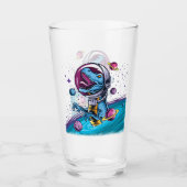 Funny T-Rex Dinosaur in de ruimte Glas (Voorkant)