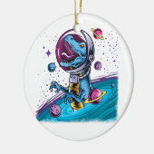 Funny T-Rex Dinosaur in de ruimte Keramisch Ornament (Links)