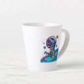 Funny T-Rex Dinosaur in de ruimte Latte Mok (Rechterhoek)