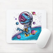 Funny T-Rex Dinosaur in de ruimte Muismat (Met muis)