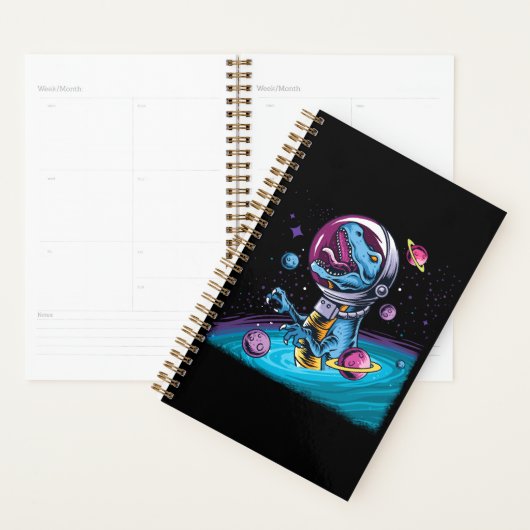 Funny T-Rex Dinosaur in de ruimte Planner (Display)