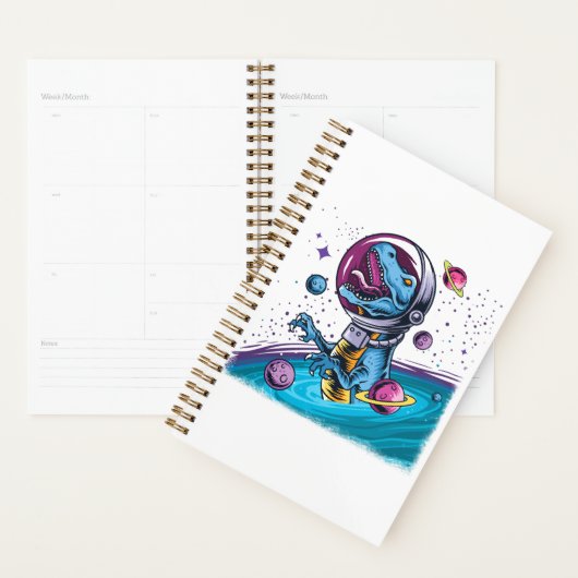 Funny T-Rex Dinosaur in de ruimte Planner (Display)