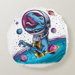 Funny T-Rex Dinosaur in de ruimte Rond Kussen