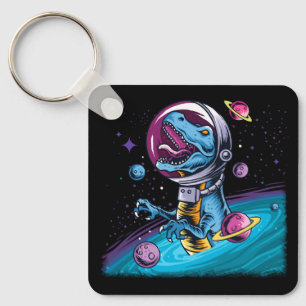 Funny T-Rex Dinosaur in de ruimte Sleutelhanger