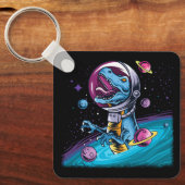 Funny T-Rex Dinosaur in de ruimte Sleutelhanger (Voorkant)