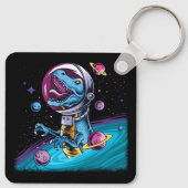 Funny T-Rex Dinosaur in de ruimte Sleutelhanger (Achterkant)