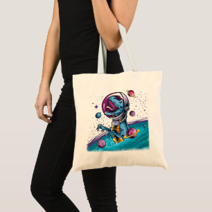 Funny T-Rex Dinosaur in de ruimte Tote Bag