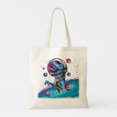 Funny T-Rex Dinosaur in de ruimte Tote Bag (Achterkant)