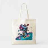 Funny T-Rex Dinosaur in de ruimte Tote Bag (Voorkant)