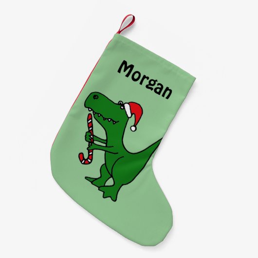 Funny T-Rex Dinosaur in Santa Hat Stocking Kleine Kerstsok (Voorkant (Hangend))