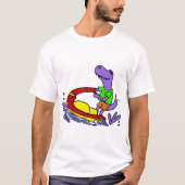 Funny T-rex Dinosaur Jet Skiing Cartoon T-shirt (Voorkant)