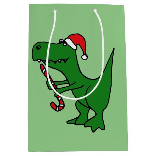 Funny T-rex Dinosaur kerstcadeau Medium Cadeauzakje (Voorkant)
