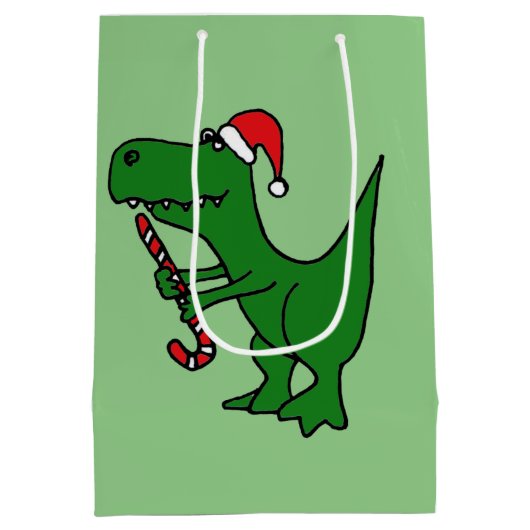 Funny T-rex Dinosaur kerstcadeau Medium Cadeauzakje (Achterkant)