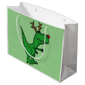 Funny T-Rex Dinosaur-kerstrendierster Large Cadeautasje (Achterkant Gekanteld)