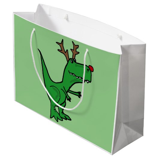 Funny T-Rex Dinosaur-kerstrendierster Large Cadeautasje (Achterkant Gekanteld)