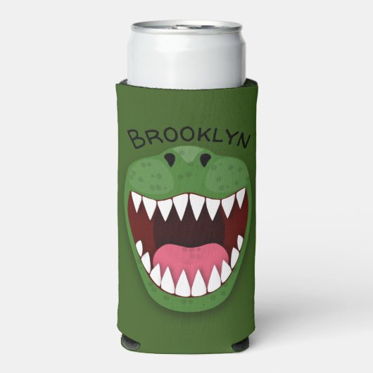 Funny T Rex dinosaur mouth cartoon Seltzer Blikjeskoeler (Seltzer Voorkant)