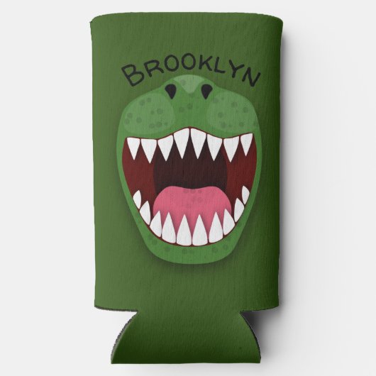 Funny T Rex dinosaur mouth cartoon Seltzer Blikjeskoeler (Achterkant)