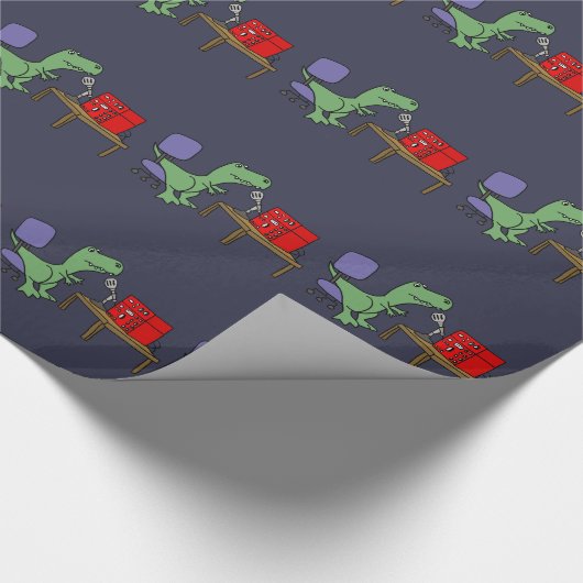Funny T-rex Dinosaur op Ham Radio Cadeaupapier (Hoek)
