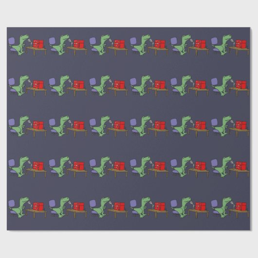 Funny T-rex Dinosaur op Ham Radio Cadeaupapier (Vlak)