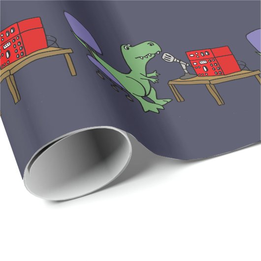Funny T-rex Dinosaur op Ham Radio Cadeaupapier (Rol Hoek)