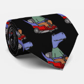 Funny T-rex Dinosaur over Riding Lawn Mown Stropdas (Opgerold)