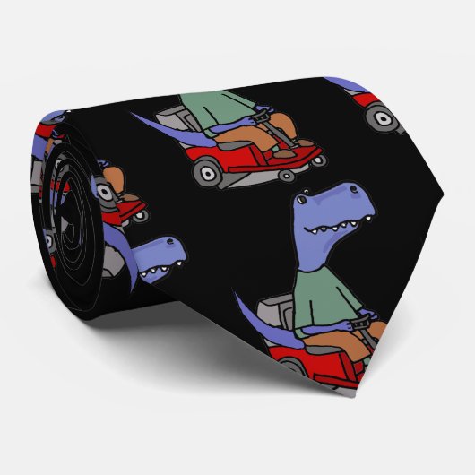 Funny T-rex Dinosaur over Riding Lawn Mown Stropdas (Opgerold)