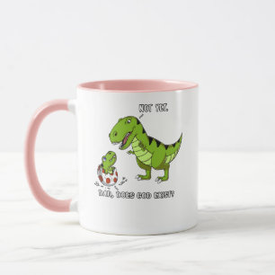 Funny T-Rex Dinosaur Pa doet God bestaan atheïst Mok