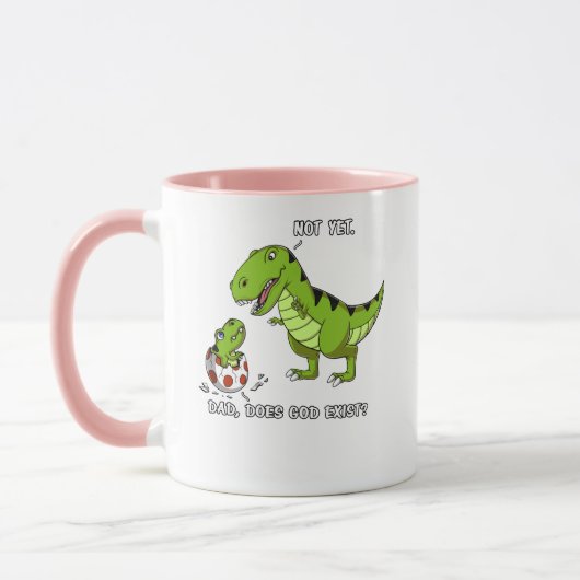 Funny T-Rex Dinosaur Pa doet God bestaan atheïst Mok (Links)