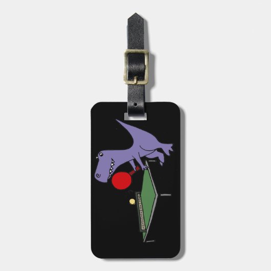 Funny T-Rex Dinosaur Peling Pong Bagagelabel (Voorkant verticaal)