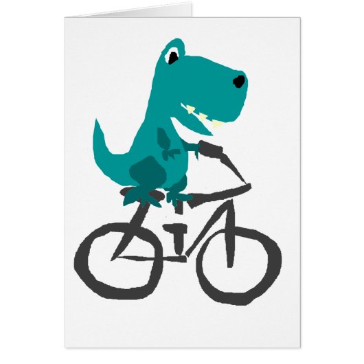Funny T-rex Dinosaur Riding Bicycle Cartoon (Voorkant)