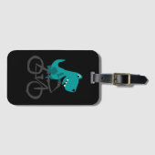 Funny T-rex Dinosaur Riding Bicycle Cartoon Bagagelabel (Voorkant (horizontaal))