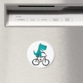Funny T-rex Dinosaur Riding Bicycle Cartoon Magneet (Insitu (Vaatwasser))