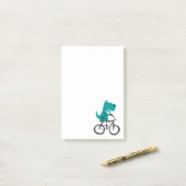 Funny T-rex Dinosaur Riding Bicycle Cartoon Post-it® Notes (Op bureau)