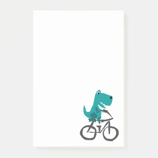 Funny T-rex Dinosaur Riding Bicycle Cartoon Post-it® Notes (Voorkant)