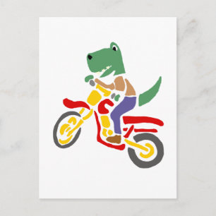Funny T-rex Dinosaur Riding Dirt Bike Motorcycle Briefkaart