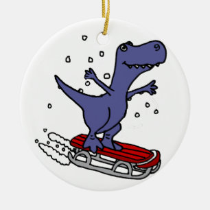 Funny T-rex Dinosaur Slapende Cartoon Keramisch Ornament