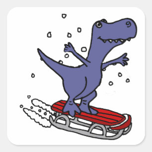 Funny T-rex Dinosaur Slapende Cartoon Vierkante Sticker