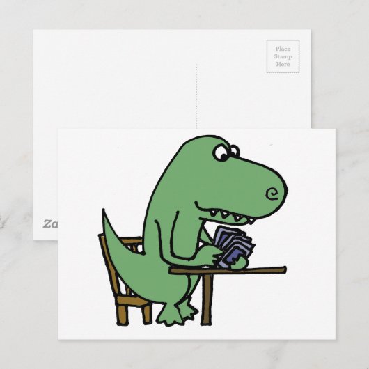 Funny T-Rex Dinosaur-speelkaarten Briefkaart (Voorkant / Achterkant)