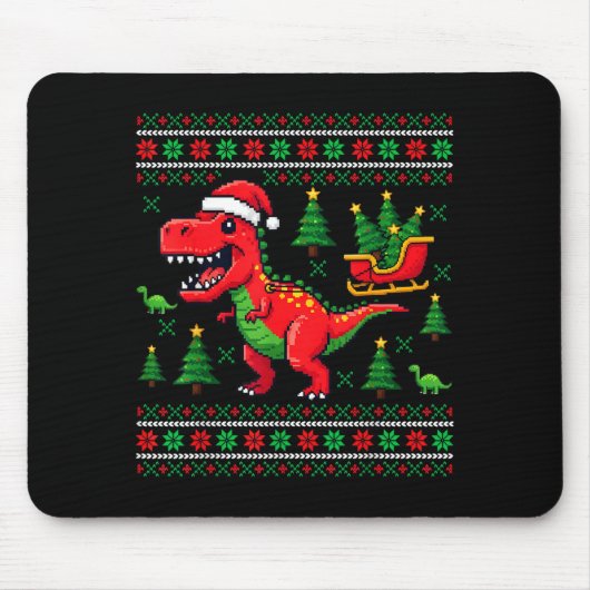 Funny T-rex Dinosaur Ugly Christmas Pajama Xmas Muismat (Voorkant)