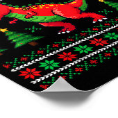 Funny T-rex Dinosaur Ugly Christmas Pajama Xmas Poster (Hoek)