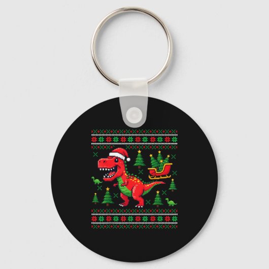 Funny T-rex Dinosaur Ugly Christmas Pajama Xmas  Sleutelhanger (Voorkant)