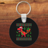 Funny T-rex Dinosaur Ugly Christmas Pajama Xmas  Sleutelhanger (Voorkant)