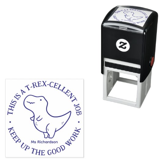 Funny T-Rex Dinosaur Uitstekende baan Teacher Pied Zelfinktende Stempel (In situ)