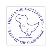 Funny T-Rex Dinosaur Uitstekende baan Teacher Pied Zelfinktende Stempel (Design)