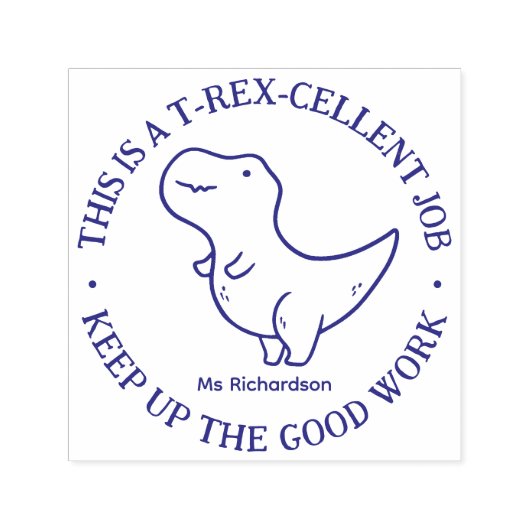 Funny T-Rex Dinosaur Uitstekende baan Teacher Pied Zelfinktende Stempel (Design)