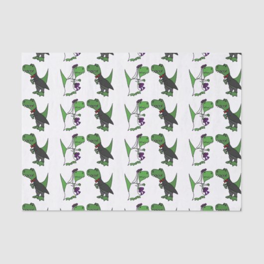 Funny T-rex Dinosaur Wedding Tissue Paper Tissuepapier (Voorkant)
